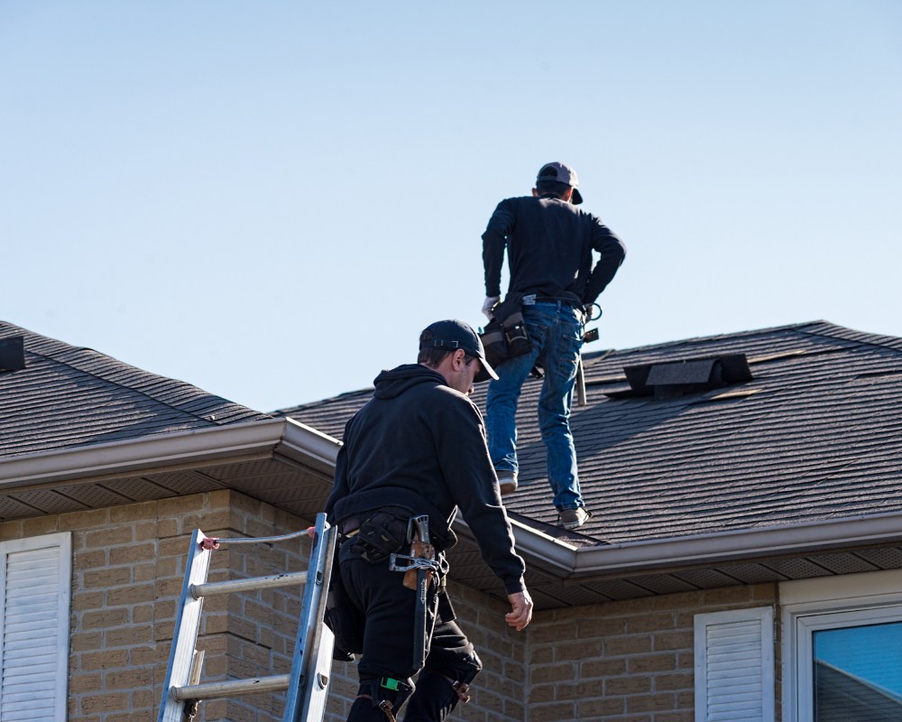men climbing roof for inspection Godley TX